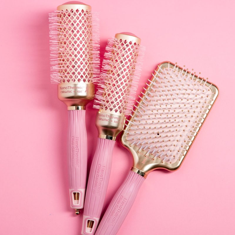 Olivia Garden NanoThermic Ceramic & Ion Breast Cancer Awareness Gold & Pink Brush Collection - Image 7