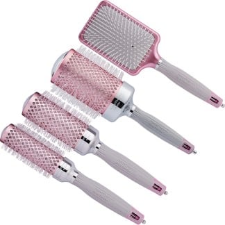 Olivia Garden NanoThermic Ceramic + Ion Breast Cancer Awareness Pink & Grey Brush Collection