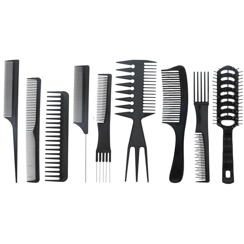 Comb Set with Pouch, Black, 9/Pack - Hairhouse Warehouse