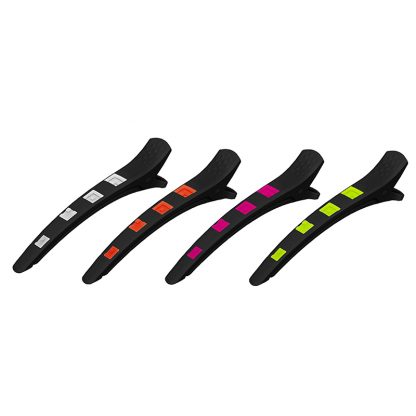 Hair Clips Soft Black, Assorted Colours, 4/Pack, 11.5cm
