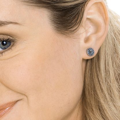 Blomdahl Silver Titanium Earrings - Black Diamond Halo - Image 2