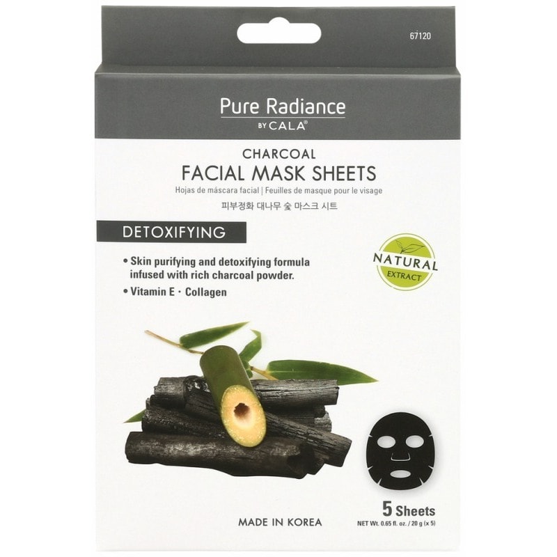 Cala Pure Radiance Charcoal Facial Mask Sheets, 5/Pack Hairhouse