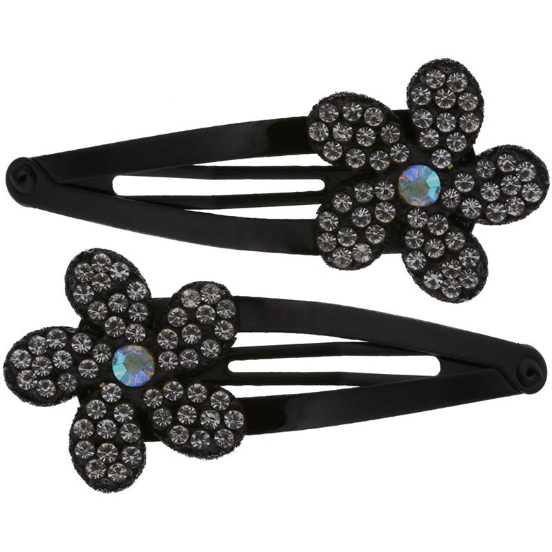 Beauty Pro Spring Clips Black with Strass, 2/Pack - Hairhouse Warehouse