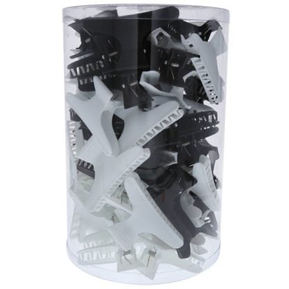 Beauty Pro Tub of Clips - Butterfly, Black & White, 72/Tub