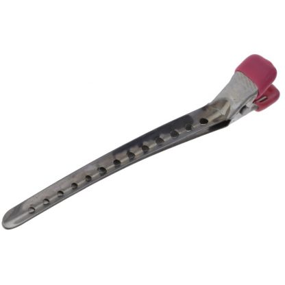 Beauty Pro Sectioning Clip - No Teeth Metal Duckbill, Pink Dipped, 10cm, Each