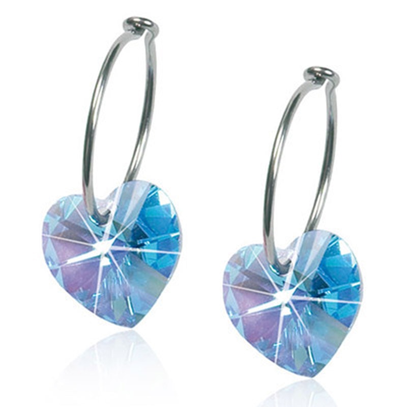 Blomdahl Titanium Earrings Swarovski Crystals Heart Hairhouse