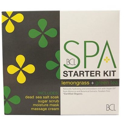 BCL Spa Lemongrass & Green Tea 4 Step Home Spa Starter Kit for Hands, Feet & Body, 4 Pieces