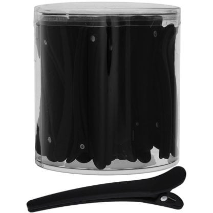 Beauty Pro Tub of Clips - Plastic Aluminium Soft Touch, Black, 44/Tub, 10.6cm