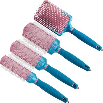 Olivia Garden NanoThermic Ceramic & Ion Breast Cancer Awareness Pink & Blue Brush Collection