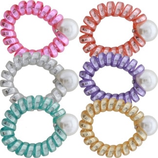 Telephone Cord Hair Elastic with Pearl, 5cm