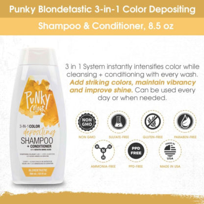 Punky Colour 3-in-1 Color Depositing Shampoo + Conditioner, Blondetastic, 250ml - Image 4
