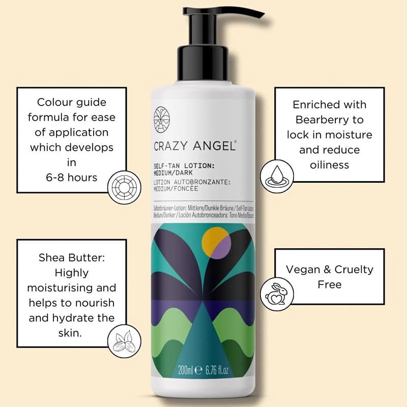 Crazy Angel Self-Tan Lotion: Medium/Dark, 200ml - Image 2