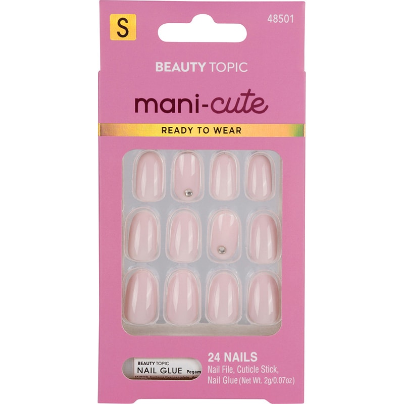 Beauty Topic Mani-Cute Short Oval Light Pink Nail Set, 24/ Pack ...