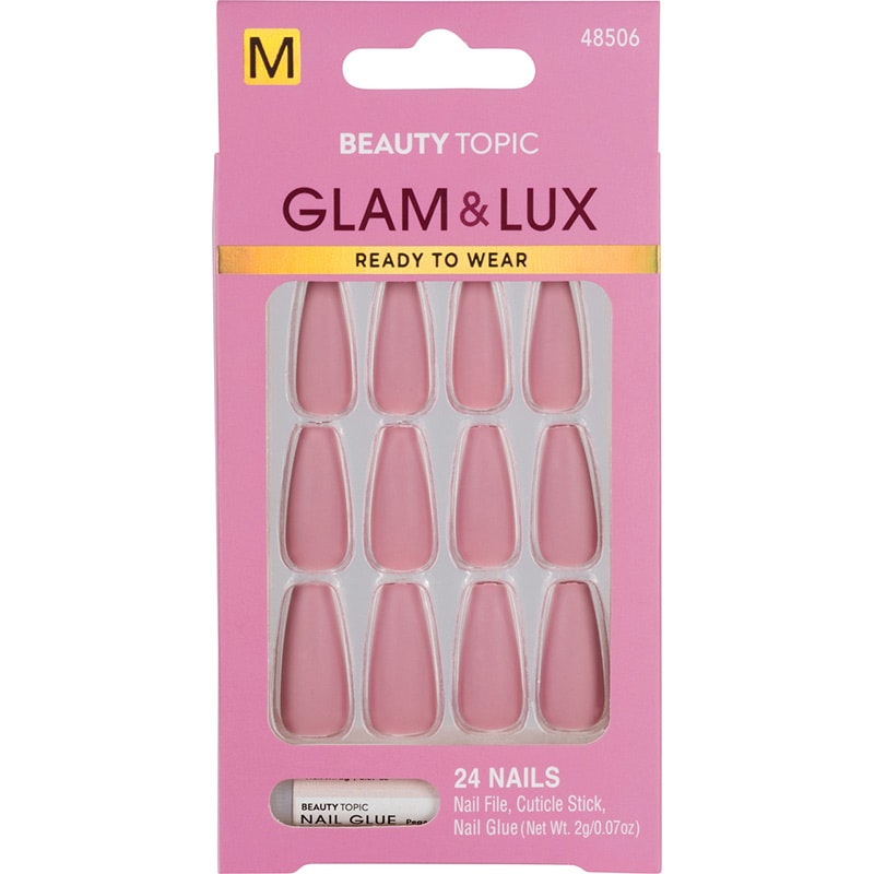 Beauty Topic Glam & Lux Medium Coffin Pink Nail Set, 24/Pack ...