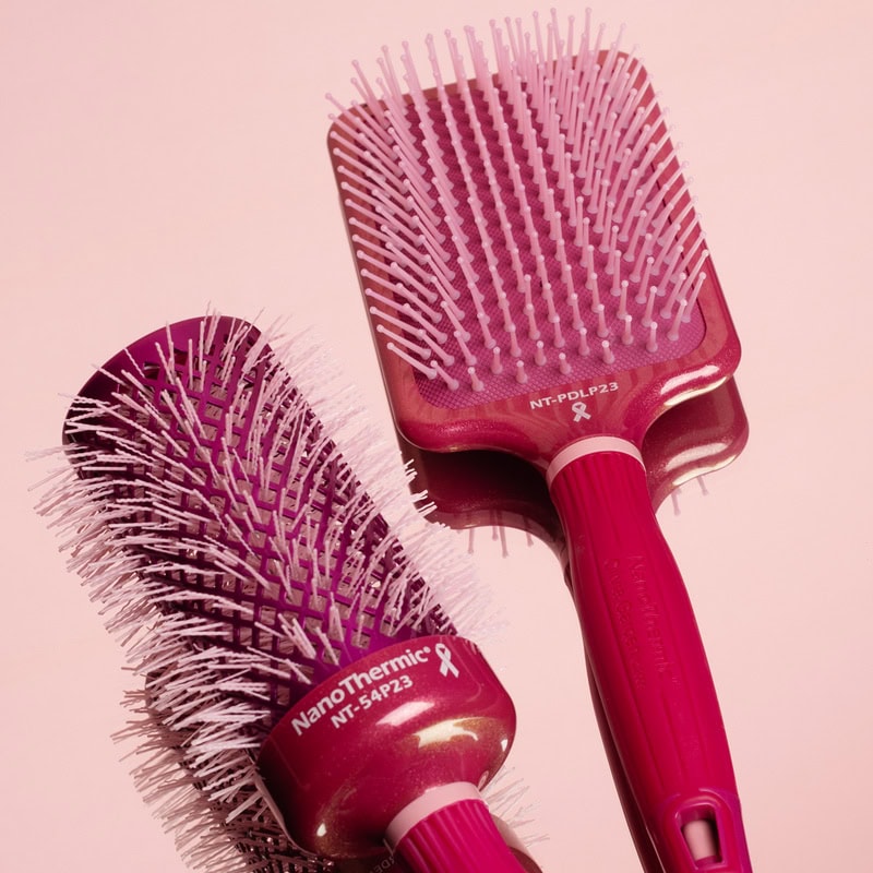 Olivia Garden NanoThermic Ceramic & Ion Breast Cancer Awareness Dark & Light Pink Glitter Brush Collection - Image 7