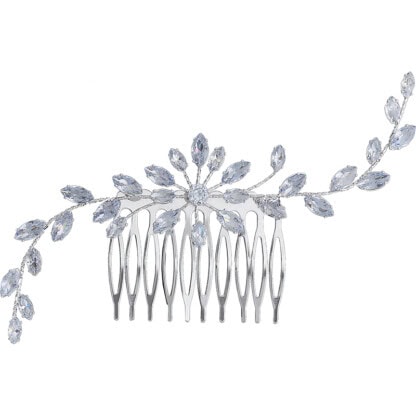 Bridal Hair Comb with Two Zircon Fronds