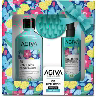 Agiva 8D Hyaluron Pro Care Set for Dry, Weak & Brittle Hair, 3 Pieces