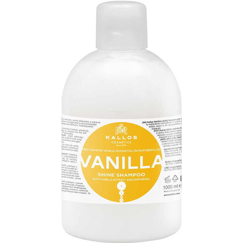 Kallos Vanilla Shine Shampoo with Vanilla Extract & Panthenol, 1 Litre